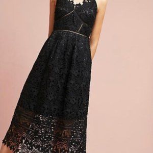 NWOT Eri + Ali Anthropologie Black Embroidered Dress Size 4